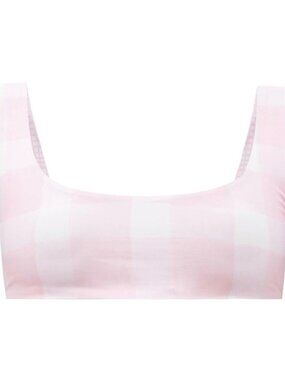 Solid and Striped The Elle Reversible Painted Bikini Top-Gingham Pink Cloud NWT